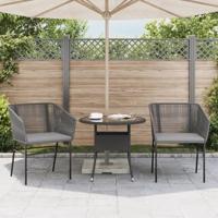 Tuinstoelen 2 st met kussens poly rattan grijs - thumbnail