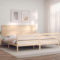 Bedframe met hoofdbord massief hout - thumbnail