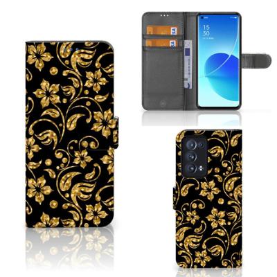 OPPO Reno 6 Pro Plus 5G Hoesje Gouden Bloemen OPPO Reno 6 Pro Plus 5G Hoesje Gouden Bloemen