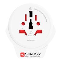 SKROSS | 1.500266 | Reisadapter van wereld naar Europa (Shuko) met USB 1.0-aansluiting 5,0 V DC/max. 2,4 A - Vermogen en spanning 100V – 1600W / 250V – 4000W KID SAFE - thumbnail