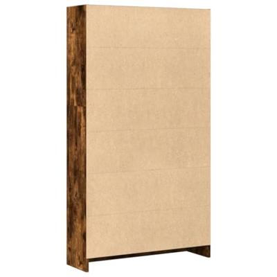 Boekenkast 80x24x143 cm bewerkt hout gerookt eikenkleurig