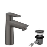 Wastafelmengkraan Talis E 110 HansGrohe Eengreeps met Trekwaste Geborsteld Zwart Chroom - thumbnail