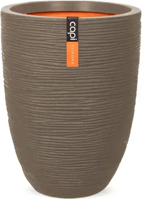 Capi nature elegant laag rib nl kunststof vaas 34x46 cm warme taupe