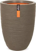 Capi nature elegant laag rib nl kunststof vaas 34x46 cm warme taupe - thumbnail