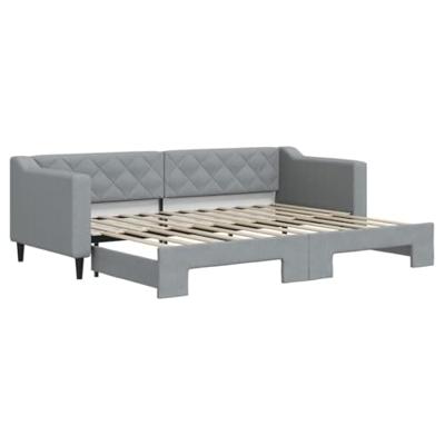 Slaapbank met onderschuifbed 80x200 cm stof lichtgrijs