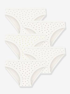 Set met 5 slipjes met kleine hartjes PETIT BATEAU wit, bedrukt