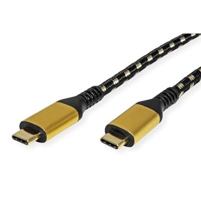 ROLINE Gold USB4 Gen3x2 kabel, C-C, ST/ST, 40 Gbit/s, 100W, zwart/goud, 2 m
