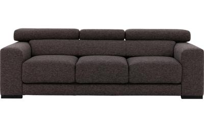 Goossens Bank Nora bruin, stof, 3-zits, stijlvol landelijk