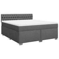 Boxspring met matras stof donkergrijs 180x200 cm - thumbnail