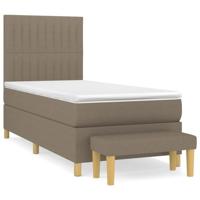Boxspring met matras stof taupe 80x200 cm - thumbnail