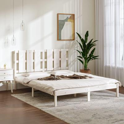 Bedframe massief grenenhout wit 160x200 cm