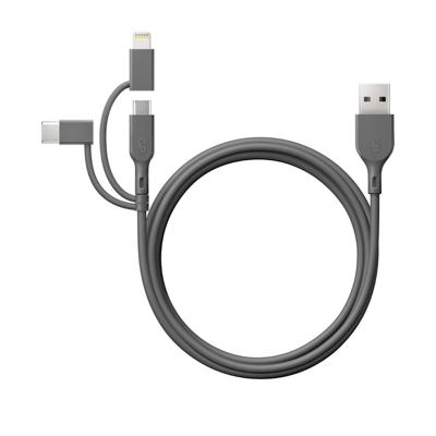 GP GPCBCY1NGYUSB313 USB-laadkabel USB 2.0 USB-A stekker, Apple Lightning stekker, USB-micro-B stekker, USB-C stekker 1.00 m Grijs