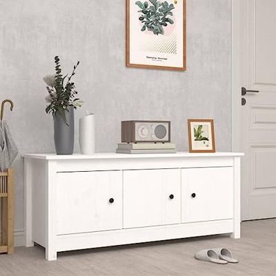 VidaXL Schoenenkast 110x38x45,5 cm massief grenenhout wit VidaXL Schoenenkast 110x38x45,5 cm massief grenenhout wit
