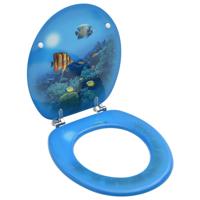 VidaXL Toiletbril met deksel diepzee mdf - thumbnail