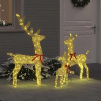 VidaXL Rendierfamilie met 300 led 3 pcs warmwit 68 x 26 x 127 cm stof - thumbnail