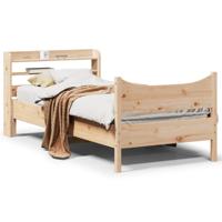 Bedframe met hoofdbord massief grenenhout 90x200 cm - thumbnail
