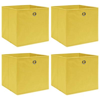 VidaXL Opbergboxen 4 st 32x32x32 cm stof geel