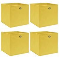VidaXL Opbergboxen 4 st 32x32x32 cm stof geel - thumbnail