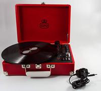 GPO SW196RED Attache Portable USB Turntable with Speakers Red - thumbnail