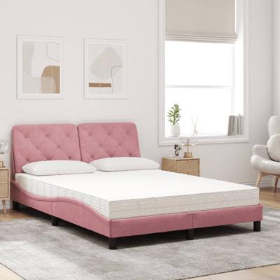 Bed met matras fluweel roze 120x200 cm - thumbnail