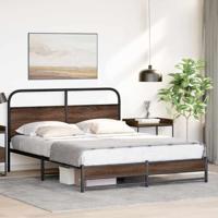 Bedframe zonder matras bewerkt hout bruin eikenkleur 150x200 cm - thumbnail