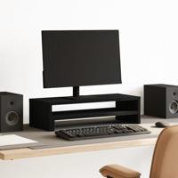 VidaXL Monitorstandaard 54x22x15 cm bewerkt hout zwart - thumbnail