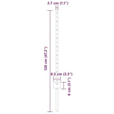 VidaXL Afrasteringspaal 22 pcs zilver 120 cm staal VidaXL Afrasteringspaal 22 pcs zilver 120 cm staal