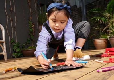 Kleurpotloden STABILO 880 woody 3 in 1 multitalent paars | 5 stuks