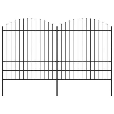Tuinhek met speren bovenkant (1,75-2)x3,4 m staal zwart
