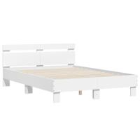 Bedframe met hoofdeinde bewerkt hout wit 120x190 cm - thumbnail