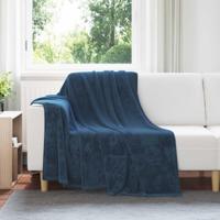 VidaXL Gooi deken marineblauw 150 x 200 cm fleece - thumbnail