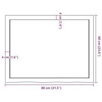 Wandschap 80x60x(2-4)cm behandeld massief eikenhout donkerbruin - thumbnail