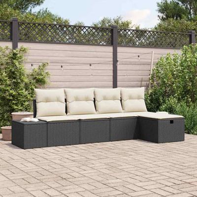 Tuinbankenset met kussen 5 pcs poly rattan