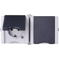 Kopp 950655000 proAQA Compleet Wandcontactdoos met randaarde en klapdeksel spatwaterdicht Grijs 2-voudig 1 stuk(s) - thumbnail
