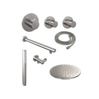 Regendouche set met thermostaat, 30 cm douchekop en handdouche - RVS geborsteld PVD - thumbnail