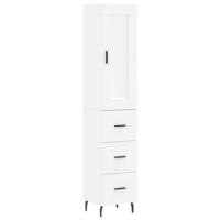 Hoge kast 34,5x34x180 cm bewerkt hout wit - thumbnail