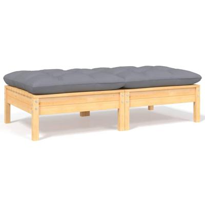 Tuinbank 2-zits met grijze kussens massief grenenhout Tuinbank 2-zits met grijze kussens massief grenenhout