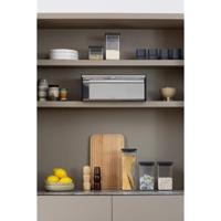Brabantia Fall Front Broodtrommel – grote opbergdoos voor brood, bagels, broodjes, ruimtebesparend design met platte bovenkant – briljant staal - thumbnail