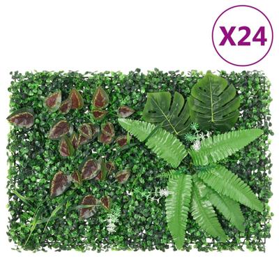 VidaXL Hek met kunstplanten 24 st 40x60 cm groen VidaXL Hek met kunstplanten 24 st 40x60 cm groen