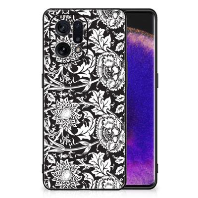 OPPO Find X5 Bloemen Hoesje Black Flowers