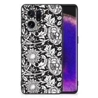 OPPO Find X5 Bloemen Hoesje Black Flowers - thumbnail