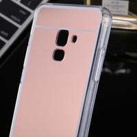 Voor Galaxy A8 PLUS (2018) Cover acryl + TPU galvaniseren spiegel beschermende back cover (Rose goud) - thumbnail