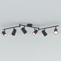 Riga - LED plafondlamp - 24 Watt 2070 Lumen - 6 spots - 4000K Neutraal wit - Draaibaar en dimbaar - GU10 - Kantelbaar - Plafondspot - IP20 Voor binnen - Zwart - thumbnail