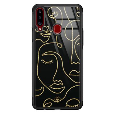 Samsung Galaxy A20s glazen hardcase - Abstract faces