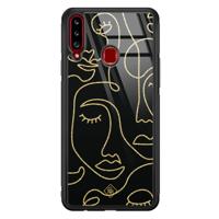 Samsung Galaxy A20s glazen hardcase - Abstract faces - thumbnail