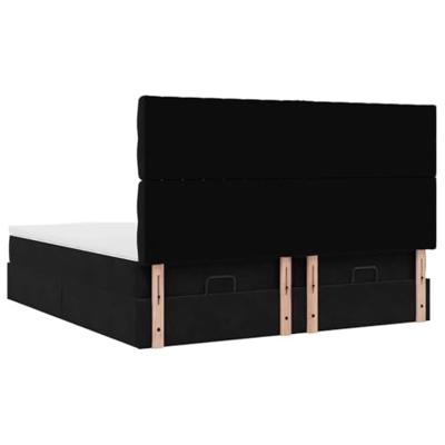 Ottoman bed met matrassen 160x200cm fluweel zwart