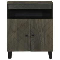 Dressoir 60x33x75 cm massief mangohout zwart - thumbnail