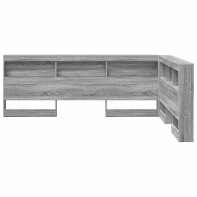 Opberghoofdbord met plank Grijs sonoma 135 cm Bewerkt hout