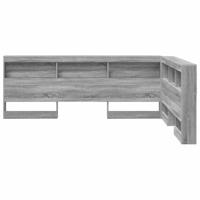Opberghoofdbord met plank Grijs sonoma 135 cm Bewerkt hout - thumbnail