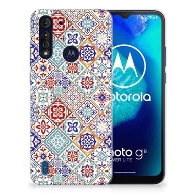 Motorola Moto G8 Power Lite TPU Siliconen Hoesje Tiles Color Motorola Moto G8 Power Lite TPU Siliconen Hoesje Tiles Color